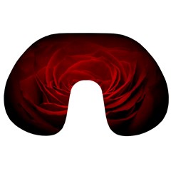 Rose-red-rose-red-flower-petals-waves-glow Travel Neck Pillow by Sapixe