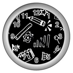 Knowledge-drawing-education-science Wall Clock (silver)