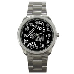 Knowledge-drawing-education-science Sport Metal Watch by Sapixe