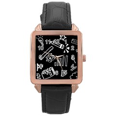 Knowledge-drawing-education-science Rose Gold Leather Watch  by Sapixe