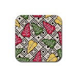 Leaves Foliage Batik Seamless Rubber Coaster (Square)  Front