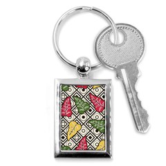 Leaves Foliage Batik Seamless Key Chain (rectangle) by Sapixe