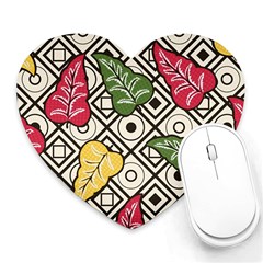 Leaves Foliage Batik Seamless Heart Mousepads