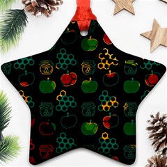 Apples Honey Honeycombs Pattern Star Ornament (two Sides) by Sapixe