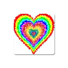 Tie Dye Heart Colorful Prismatic Square Magnet by Sapixe