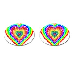 Tie Dye Heart Colorful Prismatic Cufflinks (oval) by Sapixe