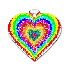 Tie Dye Heart Colorful Prismatic Dog Tag Heart (two Sides)