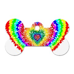 Tie Dye Heart Colorful Prismatic Dog Tag Bone (two Sides) by Sapixe