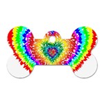 Tie Dye Heart Colorful Prismatic Dog Tag Bone (Two Sides) Back