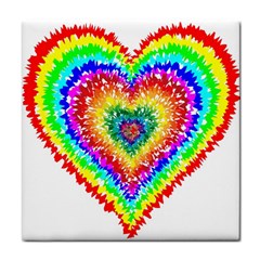 Tie Dye Heart Colorful Prismatic Face Towel by Sapixe