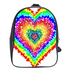 Tie Dye Heart Colorful Prismatic School Bag (xl) by Sapixe