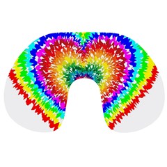 Tie Dye Heart Colorful Prismatic Travel Neck Pillow by Sapixe