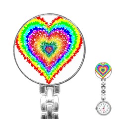 Tie Dye Heart Colorful Prismatic Stainless Steel Nurses Watch by Sapixe