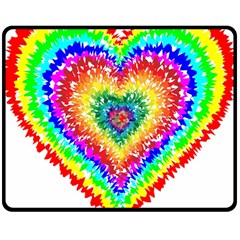 Tie Dye Heart Colorful Prismatic Double Sided Fleece Blanket (medium)  by Sapixe