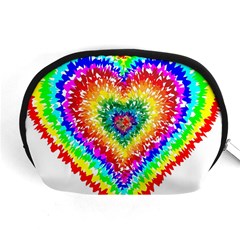 Tie Dye Heart Colorful Prismatic Accessory Pouch (medium) by Sapixe