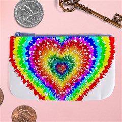 Tie Dye Heart Colorful Prismatic Large Coin Purse by Sapixe