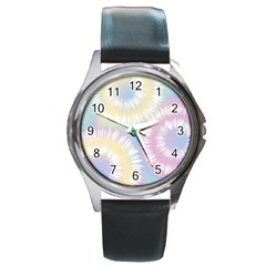 Tie Dye Pattern Colorful Design Round Metal Watch