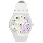 Tie Dye Pattern Colorful Design Round Plastic Sport Watch (M) Front