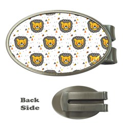 Lion Heads Pattern Design Doodle Money Clips (oval)  by Sapixe