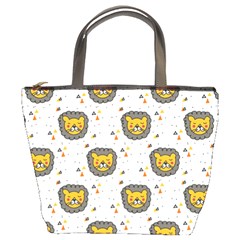 Lion Heads Pattern Design Doodle Bucket Bag by Sapixe