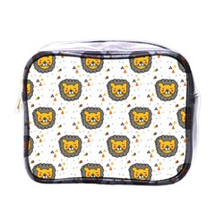 Lion Heads Pattern Design Doodle Mini Toiletries Bag (one Side) by Sapixe