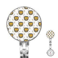 Lion Heads Pattern Design Doodle Stainless Steel Nurses Watch by Sapixe