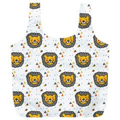 Lion Heads Pattern Design Doodle Full Print Recycle Bag (xl) by Sapixe