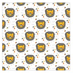 Lion Heads Pattern Design Doodle Large Satin Scarf (square) by Sapixe