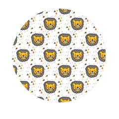 Lion Heads Pattern Design Doodle Mini Round Pill Box