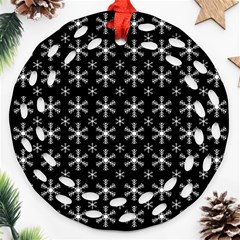 Snowflakes Background Pattern Round Filigree Ornament (two Sides) by Sapixe