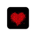 Heart Brain Mind Psychology Doubt Rubber Square Coaster (4 pack)  Front