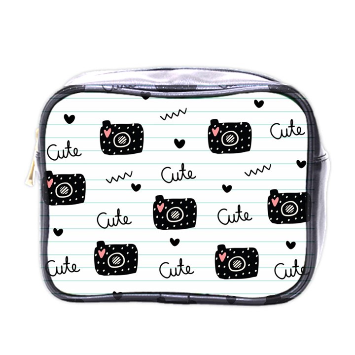 Cute Cameras Doodles Hand Drawn Mini Toiletries Bag (One Side)