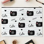 Cute Cameras Doodles Hand Drawn Cosmetic Bag (XXXL) Back