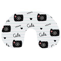 Cute Cameras Doodles Hand Drawn Travel Neck Pillow by Sapixe