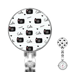 Cute Cameras Doodles Hand Drawn Stainless Steel Nurses Watch by Sapixe