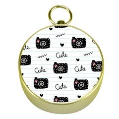 Cute Cameras Doodles Hand Drawn Gold Compasses by Sapixe