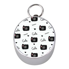 Cute Cameras Doodles Hand Drawn Mini Silver Compasses by Sapixe