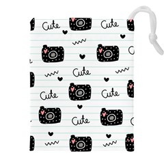 Cute Cameras Doodles Hand Drawn Drawstring Pouch (5xl) by Sapixe