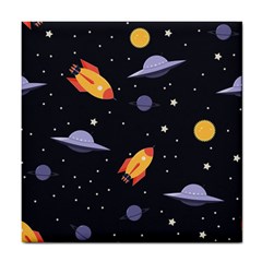 Cosmos Rockets Spaceships Ufos Tile Coaster