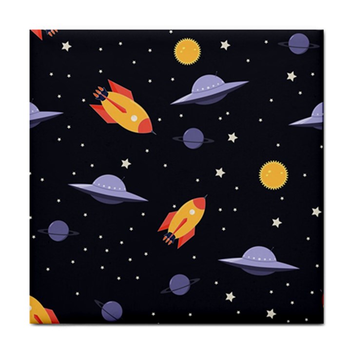 Cosmos Rockets Spaceships Ufos Tile Coaster