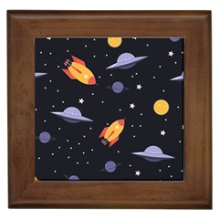 Cosmos Rockets Spaceships Ufos Framed Tile by Sapixe