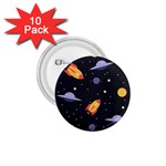 Cosmos Rockets Spaceships Ufos 1.75  Buttons (10 pack) Front