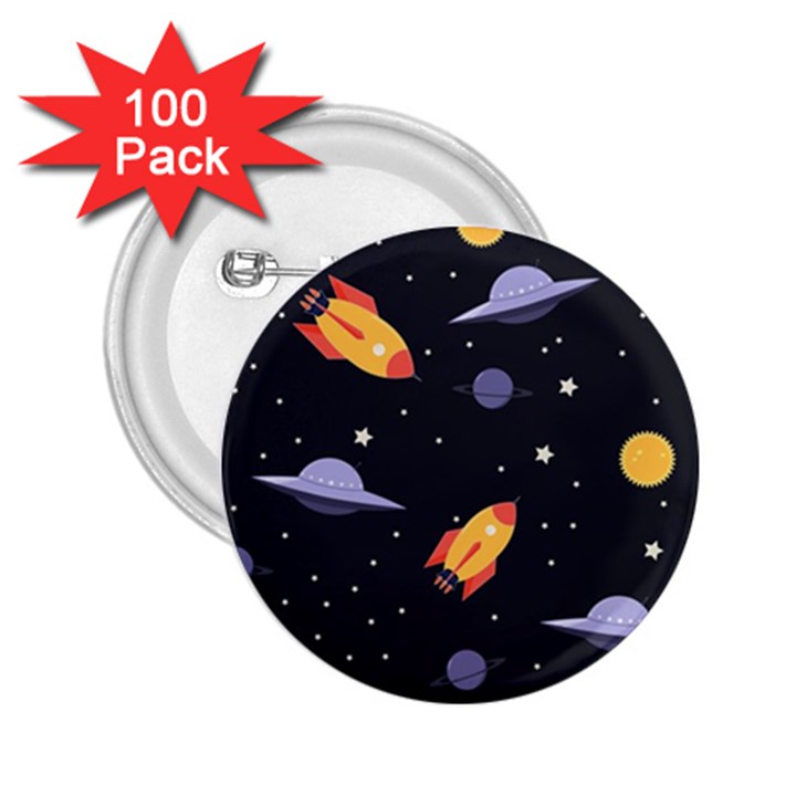 Cosmos Rockets Spaceships Ufos 2.25  Buttons (100 pack) 