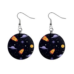 Cosmos Rockets Spaceships Ufos Mini Button Earrings