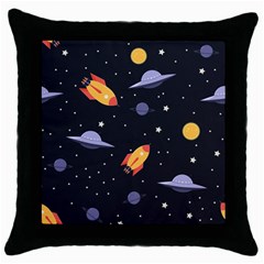 Cosmos Rockets Spaceships Ufos Throw Pillow Case (Black)