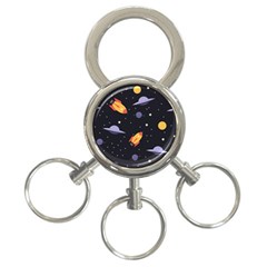 Cosmos Rockets Spaceships Ufos 3-Ring Key Chain