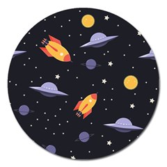 Cosmos Rockets Spaceships Ufos Magnet 5  (Round)