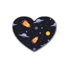 Cosmos Rockets Spaceships Ufos Rubber Coaster (Heart) 