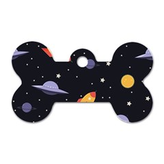 Cosmos Rockets Spaceships Ufos Dog Tag Bone (Two Sides)