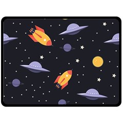 Cosmos Rockets Spaceships Ufos Fleece Blanket (large)  by Sapixe